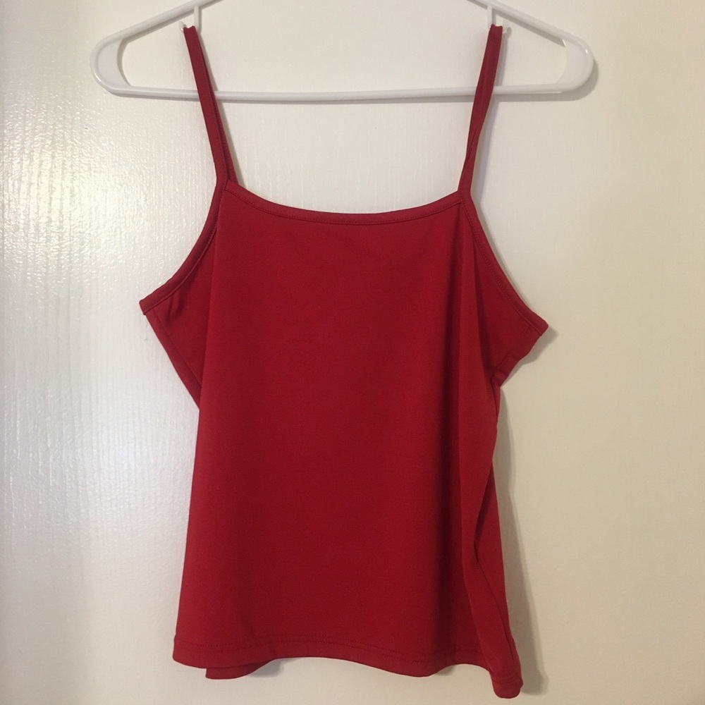 Red Tank With Halter Neckline